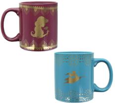 Conjunto de canecas Disney Aladdin Princess Jasmine Ceramic 325 ml, pacote com 2 unidades Conjunto de canecas Disney Aladdin Princess Jasmine Ceramic 325 ml, pacote com 2 unidades