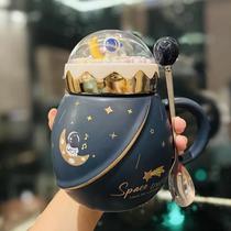 Conjunto De Canecas Espaciais De Astronauta Com Colher, Copo De Cerâmica Para Casal, Presente Para Conjunto De Canecas Espaciais De Astronauta Com Colher, Copo De Cerâmica Para Casal, Presente Para