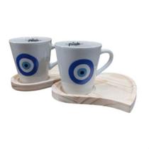 Conjunto De Canecas Olho Grego Para Cantinho Do Café Boas Energias Conjunto De Canecas Olho Grego Para Cantinho Do Café Boas Energias