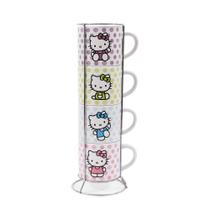 Conjunto de canecas Silver Buffalo Sanrio Hello Kitty de 4 peças com prateleira