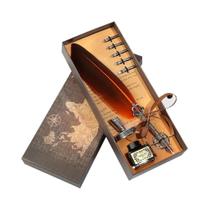 Conjunto De Caneta De Pena Vintage Multicolorida Com Frasco De Tinta Para Escrita, Presente Perfeito