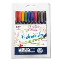 Conjunto de caneta de pincel Tombow Fudenosuke Hard 10 cores WS-BH10C Conjunto de caneta de pincel Tombow Fudenosuke Hard 10 cores WS-BH10C