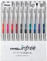 Conjunto de caneta esferográfica Pentel Energel Infree 0,7 mm e 10 cores BL77TL-10 Conjunto de caneta esferográfica Pentel Energel Infree 0,7 mm e 10 cores BL77TL-10