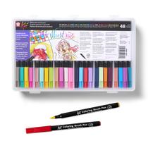 Conjunto de canetas com pincel de aquarela SAKURA Koi Coloring, pacote com 48