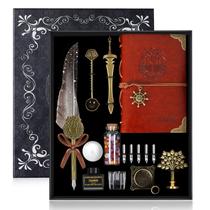 Conjunto de canetas de caligrafia TIANREN Feather Dip Pen com selo de tinta e cera Conjunto de canetas de caligrafia TIANREN Feather Dip Pen com selo de tinta e cera