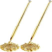 Conjunto de canetas de casamento Outus Hollow Round Gold com diamante de cristal Conjunto de canetas de casamento Outus Hollow Round Gold com diamante de cristal