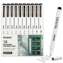 Conjunto de canetas de desenho Grabie Micro Finerliner 10 Black Fine Line