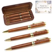 Conjunto de canetas de madeira Renawe Engraved Appreciation Gift, pacote com 3 Conjunto de canetas de madeira Renawe Engraved Appreciation Gift, pacote com 3