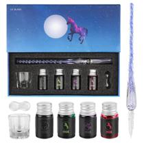 Conjunto de canetas de tinta de vidro Luxiv 18 cm roxo 7 unidades com tinta e suporte