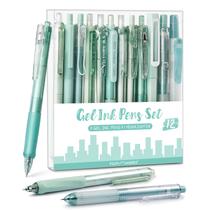 Conjunto de canetas de tinta gel Four Doces, pacote com 12 canetas com marcador (verde)