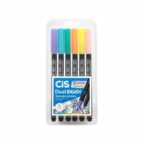 Conjunto de Canetas Dual Brush 6 Cores Pastel
