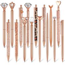 Conjunto de canetas esferográficas Colarr, 16 peças, ouro rosa, cristal e glitter