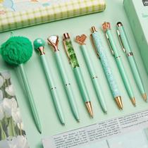 Conjunto de canetas esferográficas de metal verde WEMATE, 8 peças, tinta preta e azul
