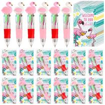 Conjunto de canetas esferográficas Flamingo de 4 cores Sayglossy, pacote com 24 Conjunto de canetas esferográficas Flamingo de 4 cores Sayglossy, pacote com 24