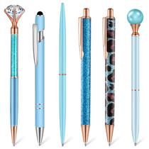 Conjunto de canetas esferográficas Qeeenar Metal Crystal Diamond, 6 peças, azul Conjunto de canetas esferográficas Qeeenar Metal Crystal Diamond, 6 peças, azul
