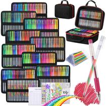 Conjunto de Canetas Gel ZZWUAPT 378 Peças com 198 Cores e Refis Conjunto de Canetas Gel ZZWUAPT 378 Peças com 198 Cores e Refis