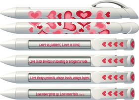 Conjunto de canetas Greeting Pen Love Magenta Red Hearts com 4 mensagens