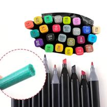 Conjunto De Canetas Marcador Permanente Ponta Dupla 24 Cores Desenho Pintura Design Com Bolsa De Armazenamento Com Zíper