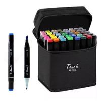 Conjunto De Canetas Marcador Permanente Ponta Dupla 48 Cores