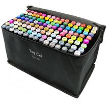 Conjunto De Canetas Marcador Permanente Ponta Dupla Escolar Kit 120 Cores Pincel Colorido Desenho