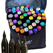 Conjunto de Canetas Marcador Permanente Ponta Dupla Kit 48 cores