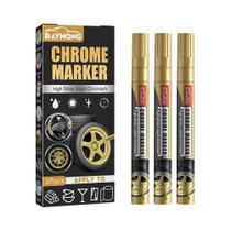 Conjunto De Canetas Marcadoras Cromadas 3 Peças Tinta Permanente Para Carro Bicicleta Pneus De Moto