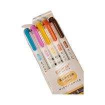 Conjunto De Canetas Marcadoras Fluorescentes Dupla Face Pastel Com 5 Cores, Marcadores De Desenho