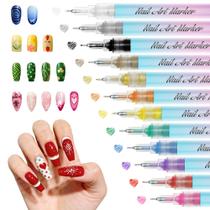 Conjunto de canetas Nail Art HOTU de 12 cores, ponta ultrafina, não tóxica