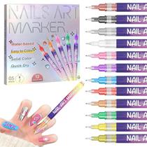 Conjunto de canetas Nail Art YUEUR 12 cores Fine Tip Quick Dry Conjunto de canetas Nail Art YUEUR 12 cores Fine Tip Quick Dry
