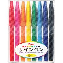 Conjunto de Canetas Pentel S520-8 Sign Pen com 8 Cores e Ponta de Fibra Acrílica Conjunto de Canetas Pentel S520-8 Sign Pen com 8 Cores e Ponta de Fibra Acrílica