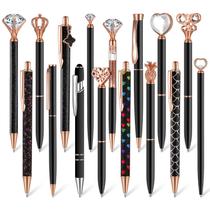 Conjunto de canetas retráteis de cristal com glitter Colarr, 16 peças de tinta preta