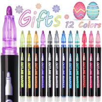 Conjunto de canetas Shimmer Marker AKUBLE Doodle Outline de 12 cores