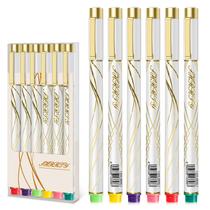 Conjunto de canetas SHRRTY Colored, pacote com 6 canetas com porta-canetas Gold Line Conjunto de canetas SHRRTY Colored, pacote com 6 canetas com porta-canetas Gold Line