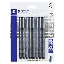 Conjunto de canetas STAEDTLER Pigment Liner Black Ink 8 canetas sortidas Conjunto de canetas STAEDTLER Pigment Liner Black Ink 8 canetas sortidas