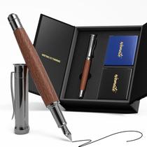 Conjunto de canetas-tinteiro WEMATE Oak Wood Fine Nib 20 cartuchos de tinta