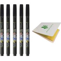 Conjunto de canetas Tombow Fudenosuke Soft Brush, 5 canetas com notas adesivas