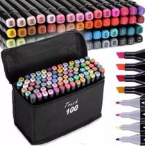 Conjunto de Canetinhas Touch Coloridas com 100 Peças + Estojo