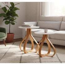 Conjunto De Canto Decorativa Para Sala Redonda Luxo - De Casa