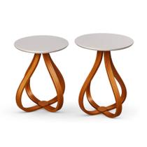 Conjunto De Canto Lateral Decorativa Para Sala Redonda Bella COR : OFF WHITE