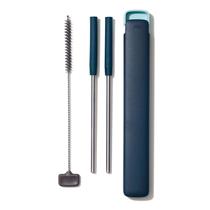 Conjunto de canudos reutilizáveis OXO Good Grips em aço inoxidável com estojo Conjunto de canudos reutilizáveis OXO Good Grips em aço inoxidável com estojo