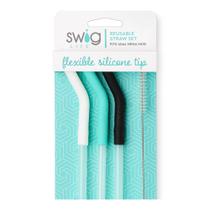 Conjunto de canudos reutilizáveis Swig Life White + Aqua+ Black com pincel