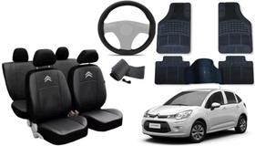 Conjunto de Capa Citroen C3 2012 a 2018 + Tapete + Capa de Volante de Longa Vida Útil