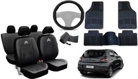 Conjunto de Capa Citroen C3 Fell Pack 2021 a 2024 + Tapete + Capa de Volante para Longa Duração