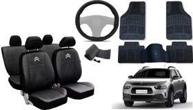 Conjunto de Capa Citroen C4 Cactus 2018 a 2025 + Tapete + Capa de Volante Sofisticado e Moderno