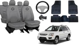 Conjunto de capa couro cinza Sportage 2004 a 2010 + tapete