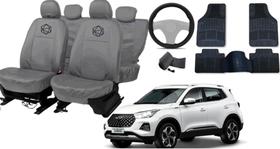 Conjunto de capa couro cinza Tiggo 5X Pro 19-24 + capa volante