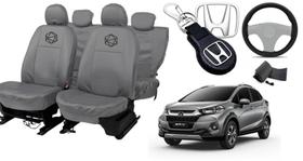 Conjunto de capa couro cinza WRV + volante + brinde key