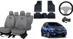 Conjunto de capa couro Fit 08-23 + volante + tapete