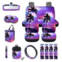 Conjunto de capa de assento de carro Wanyint Hawaiian Palm Tree 15 unidades universais Conjunto de capa de assento de carro Wanyint Hawaiian Palm Tree 15 unidades universais