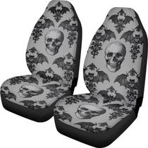 Conjunto de capa de assento dianteiro de carro TOADDMOS Halloween Skull Bat